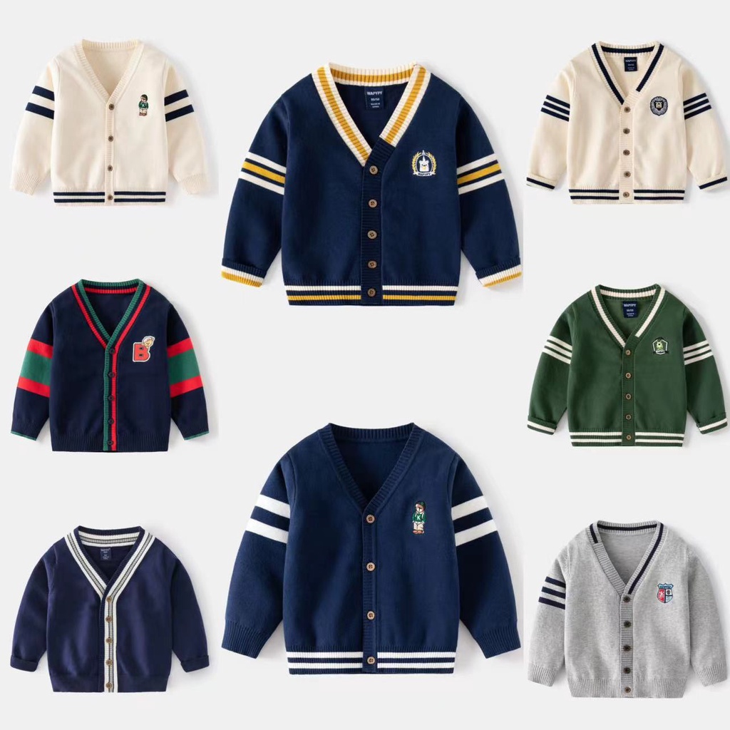 Áo Khoác Len Cardigan Tay Dài Phong Cách Mới Cho Bé Trai