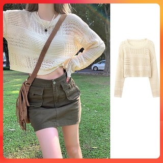  Áo len LƯỚI QC Montoghi cổ tròn CÁCH ĐIỆU tay dài