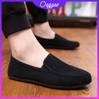 Giày lười vải canvas màu trơn thời trang nam