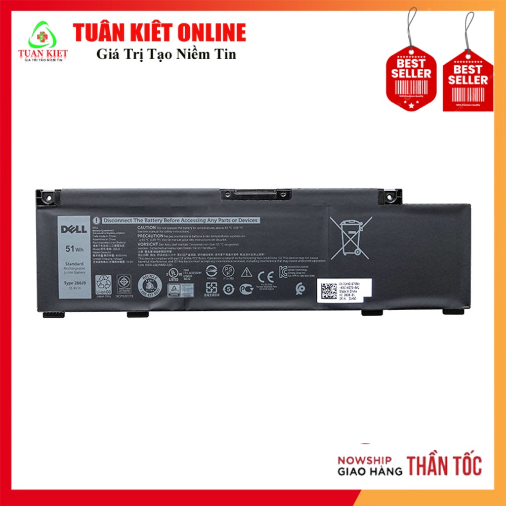 PIN Laptop DELL G3 3590 (266J9) 51Wh (ZIN) - 3 CELL Dell G Series G3 3590, Inpsiron 5490