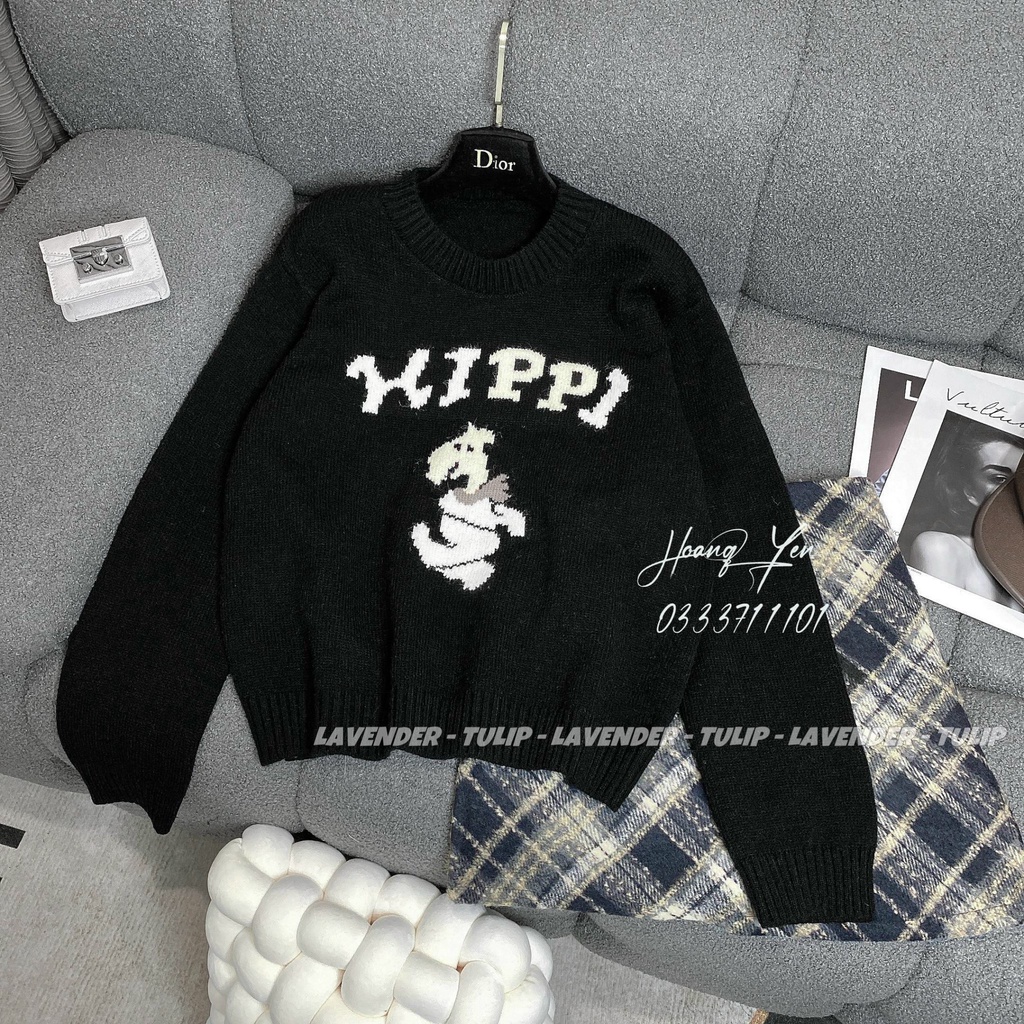 Áo len cún Hippi cute 4 màu hàng QC freesize