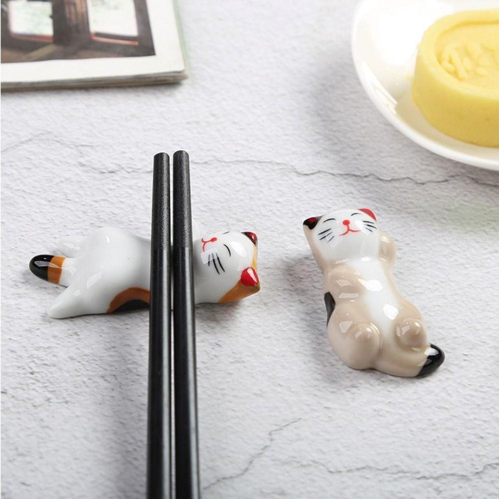 Giá Đỡ Bút / Muỗng / Nĩa Bằng Sứ Hình Chú Mèo Độc Đáo Trang Trí Bàn Làm Việc