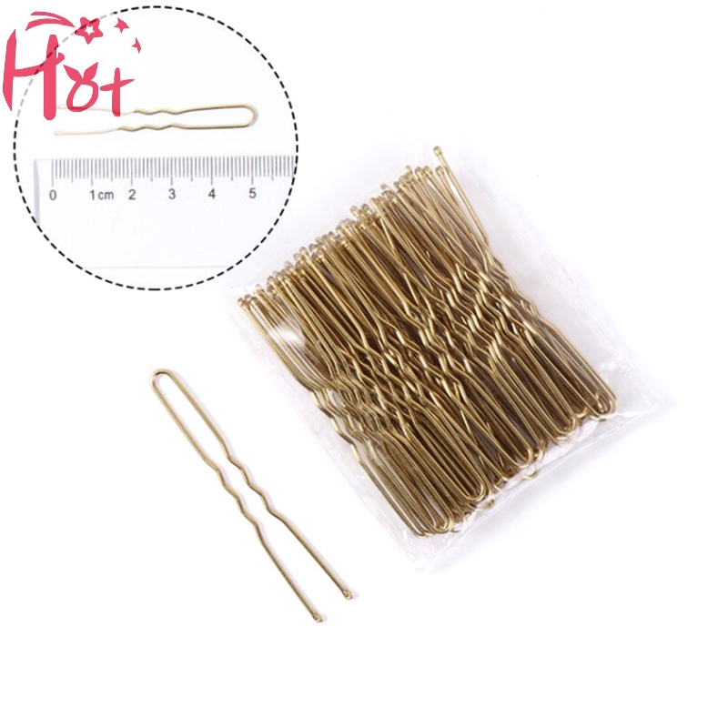 Jr Set 50 Kẹp Tăm Chữ u Màu Vàng Dùng Tạo Kiểu Tóc Thời Trang Cho Nữ vn