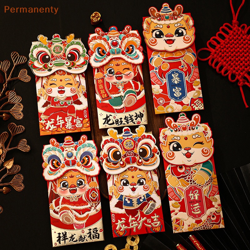 Set 4 Bao Lì Xì Năm Mới 2024 Màu Đỏ May Mắn