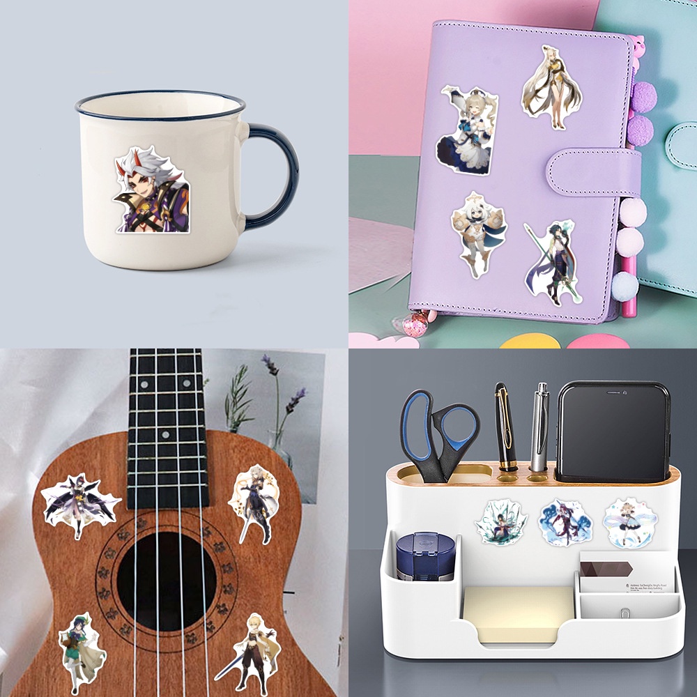 50 Miếng Dán Trang Trí Mũ Bảo Hiểm / Bút Chì Chống Thấm Nước Mẫu Mới Phong Cách game genshin diluc albedo graffiti