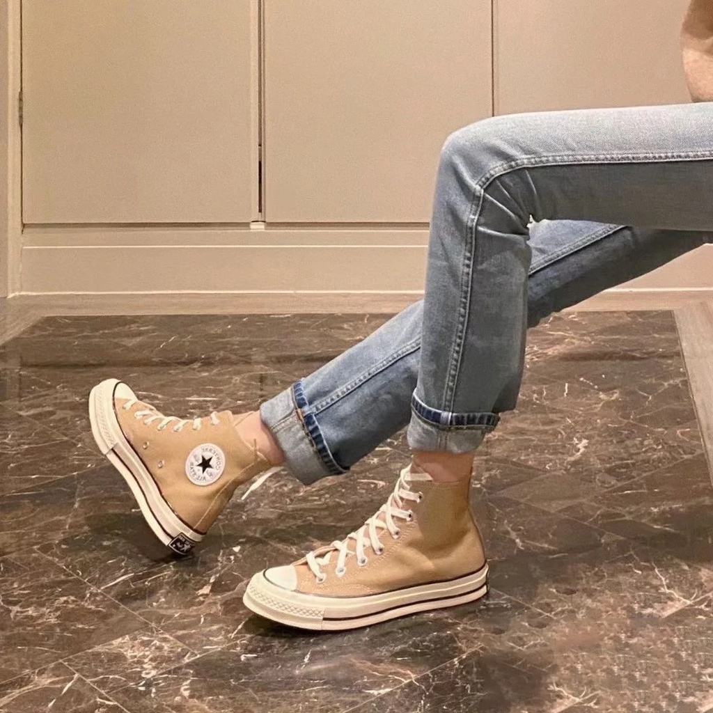 Co 1970s Giày Thể Thao canvas Cổ Thấp Màu Trà Sữa Cho Nam Và Nữ