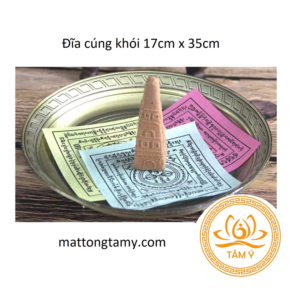 Đĩa cúng khói Lục Đạo Kim Cang đường kính 17x3.5cm vật phẩm pháp bảo mật tông Tâm Ý