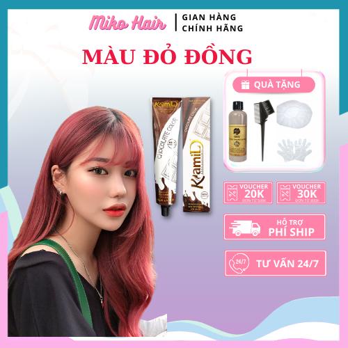 Thuốc Nhuộm Tóc Kami Màu Đỏ Đồng Lên Từ Nền Đen Không Tẩy Tặng Kèm Oxy Trợ Nhuộm, Găng Tay, Mũ Trùm Nilong Mikohair 7W