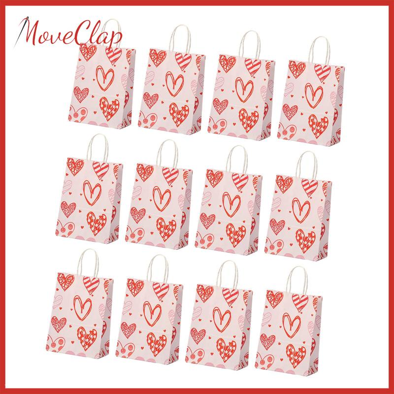 Set 12 Túi Đựng Quà Tặng Có Tay Cầm Cho Năm Mới / Sinh Nhật / Giáng Sinh