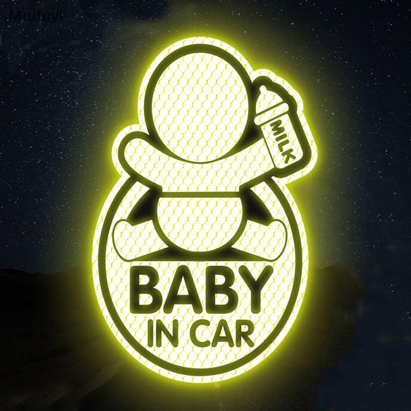 Đề Can Cảnh Báo Phản Quang An Toàn Ban Đêm Cho Trẻ Em in car baby on board