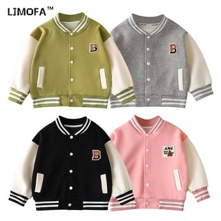 LJMOFA Áo Khoác Bóng Chày Bằng cotton Phối Màu Tương Phản Dễ Thương Cho Bé 6 Tuổi