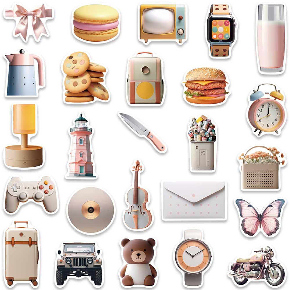 Bộ 50 Miếng Dán Trang Trí Mũ Bảo Hiểm / Bút Chì Phong Cách macaron Chống Thấm Nước