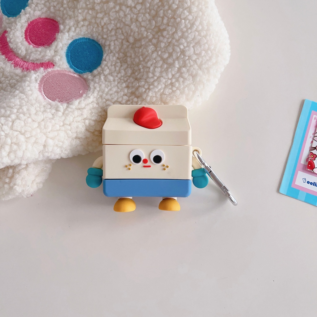 Vỏ Bảo Vệ Hộp Sạc Tai Nghe airpods Pro 2 2023 2023 Hình robot milk Hoạt Hình Dễ Thương Ốp