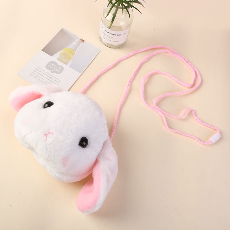 Túi Đeo Chéo Hình Đầu Thỏ Nhồi Bông Dễ Thương Phong Cách Hàn Quốc Dành Cho Nữ