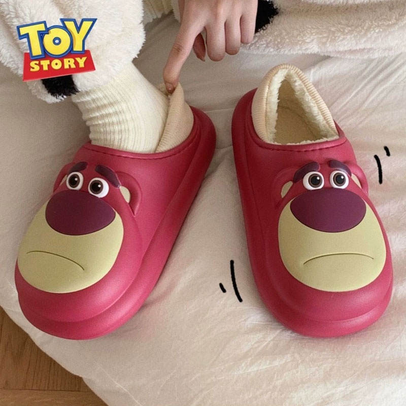 C-FOOT Dép Bông Đi Trong Nhà Hình Gấu Dâu Dễ Thương Cho Nam Và Nữ