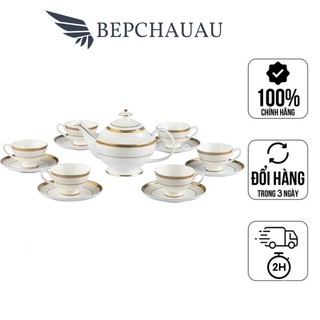 Bộ trà sứ xương hoàng gia anh, viền vàng, thiết kế sang trọng, nhập đức, bepchauau