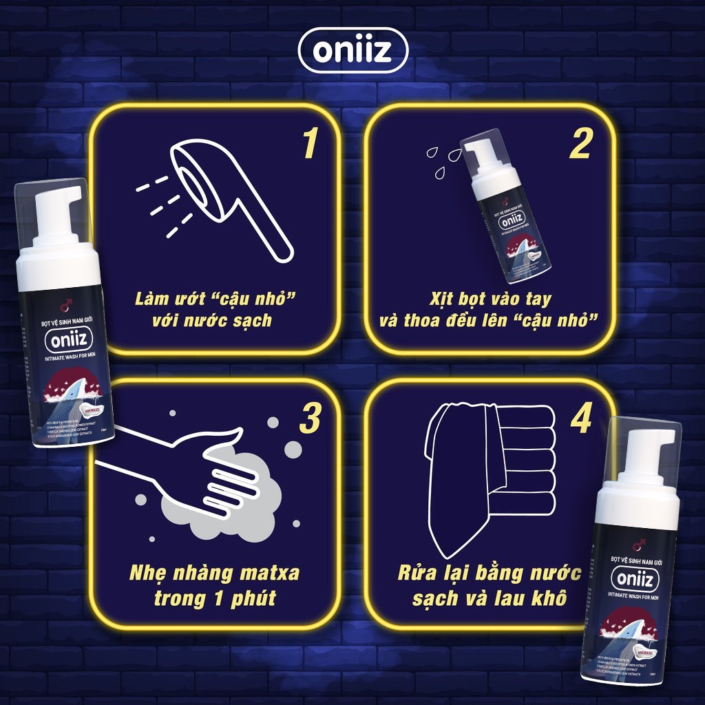 Dung Dịch Vệ Sinh Nam Giới ONIIZ 100ml - Bọt Vệ Sinh Tạo Bọt