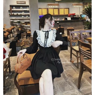 VÂY THIẾT KẾ CỔ NƠ BÈO REN 2 MÀU lương su shop