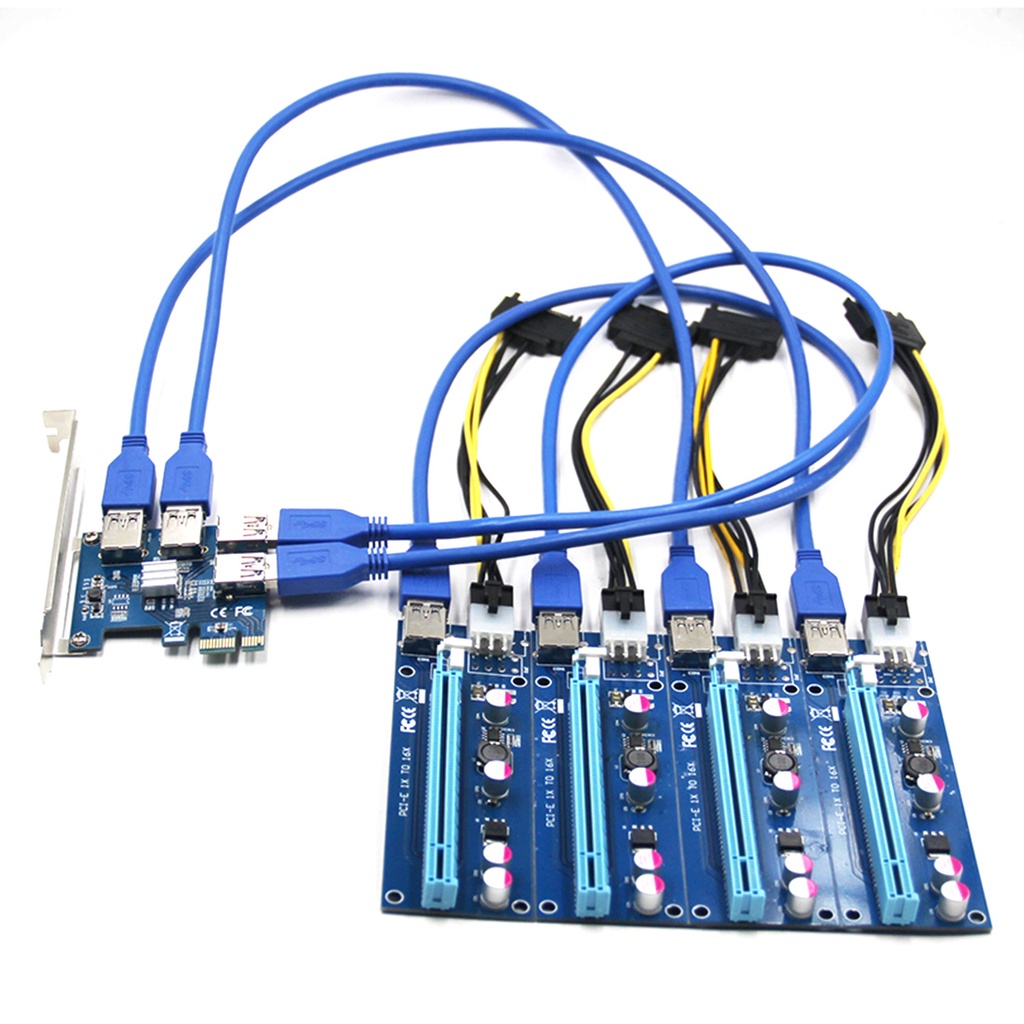 Card Đồ Họa Mở Rộng Chuyển Đổi USB 3.0 PCI-E Express 1x Sang 16x Pcie 1 Sang 4 USB Cho Miner BTC Lit