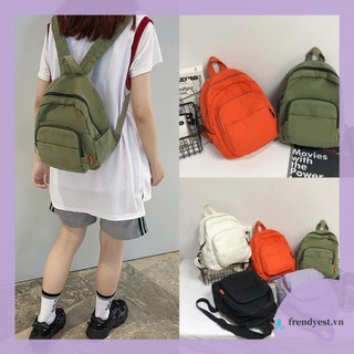 Ba lô vải canvas màu trơn thời trang đi học / du lịch dành cho nữ