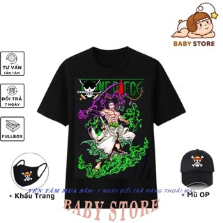 HOT Áo One Piece, Áo Luffy, Zoro, Ace, Sanji mua 1 tặng 3, Chất áo cotton thoáng mát co dãn 4 chiều