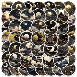 Set 10/20/50 cái sticker chống nước MÂY TRĂNG ĐEN CỔ PHONG HUYỀN BÍ CỔ ĐIỂN RETRO VINTAGE dán mũ bảo hiểm vali laptop