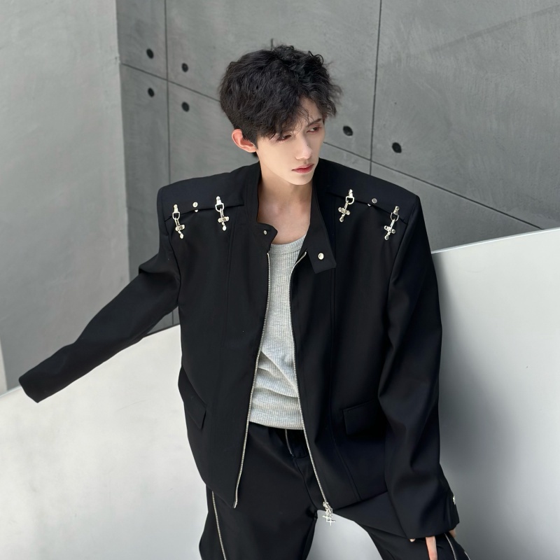 Áo Khoác Dáng Rộng Khóa Kim Loại Phong Cách Mới Mùa Thu Đông Cho Nam