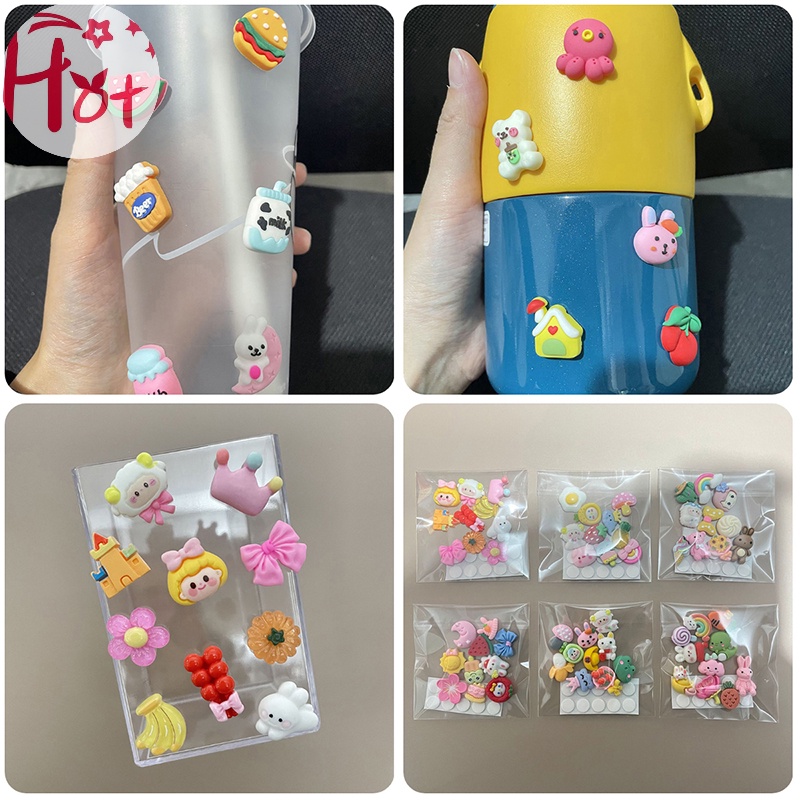 Jr Set 10 Miếng Dán pvc Họa Tiết Hoạt Hình 3d Trang Trí Tủ Lạnh / Điện Thoại diy vn