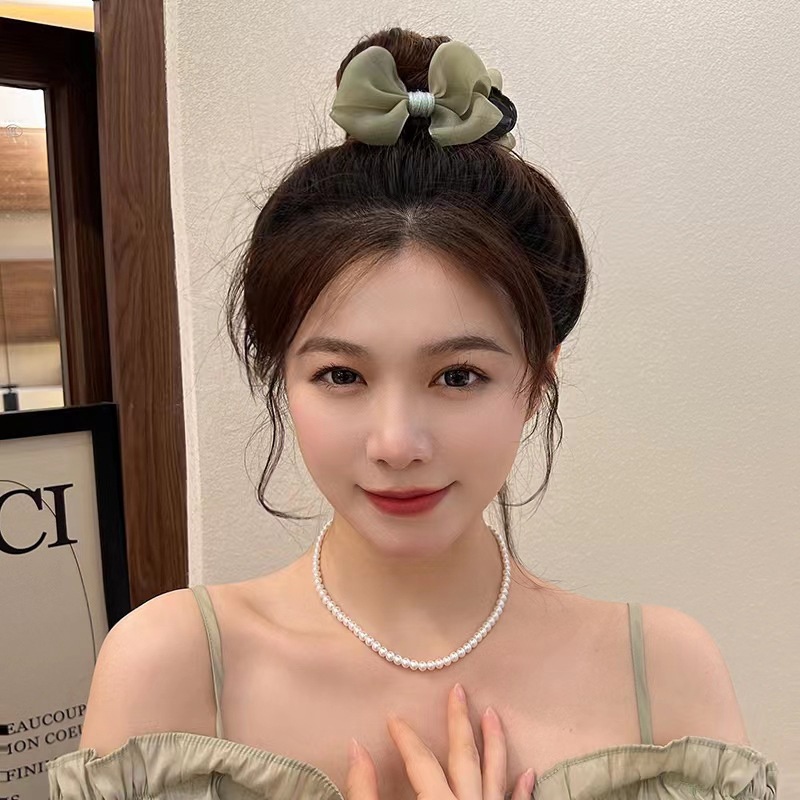 Kẹp Tóc Đính Nơ Phối Bóng Lông Dễ Thương Thời Trang Cho Nữ YR