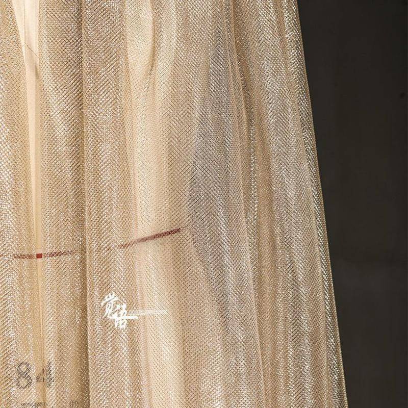 1 Tấm Vải Lưới Lụa Lấp Lánh Màu Vàng Hồng 150 * 50cm Không Cắt Dùng May Trang Phục