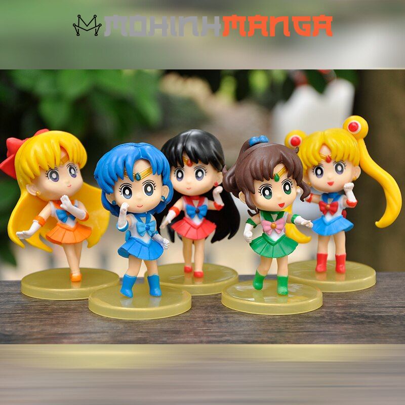 Mô hình chibi 5 nhân vật thủy thủ mặt trăng Sailor Moon Usagi Ami Rei Makoto Minako Mamoru Setsuna Michiru Haruka