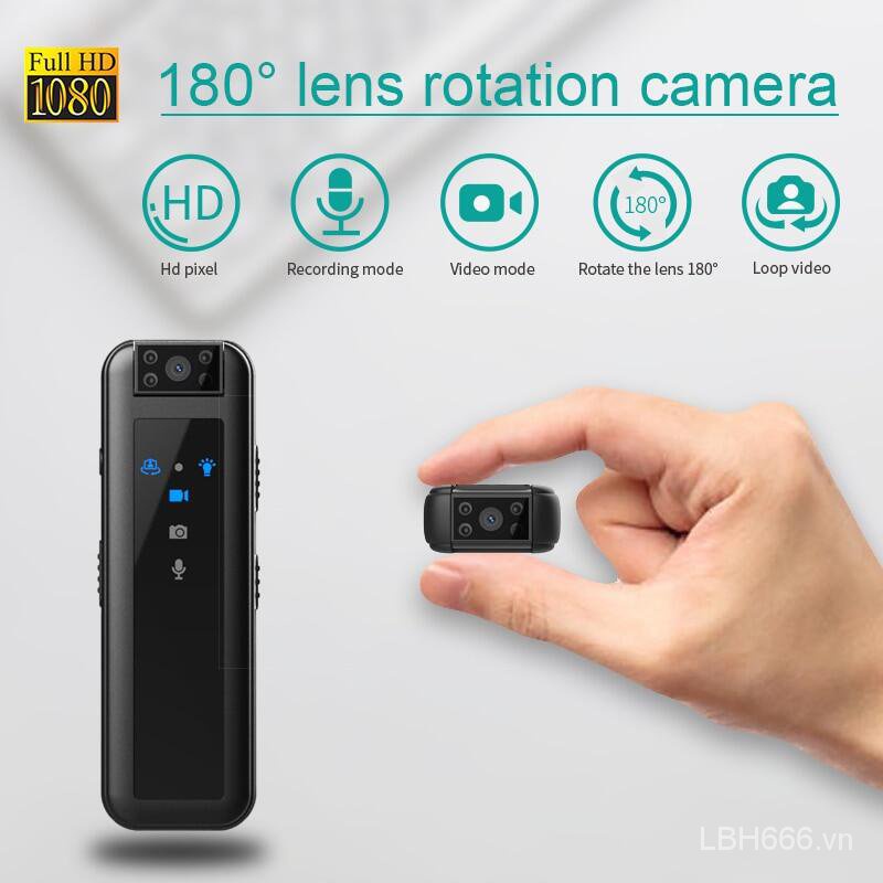 Máy Quay Hồng Ngoại Mini HD 1080P Xoay 180 Độ Hỗ Trợ Quay Ban Đêm