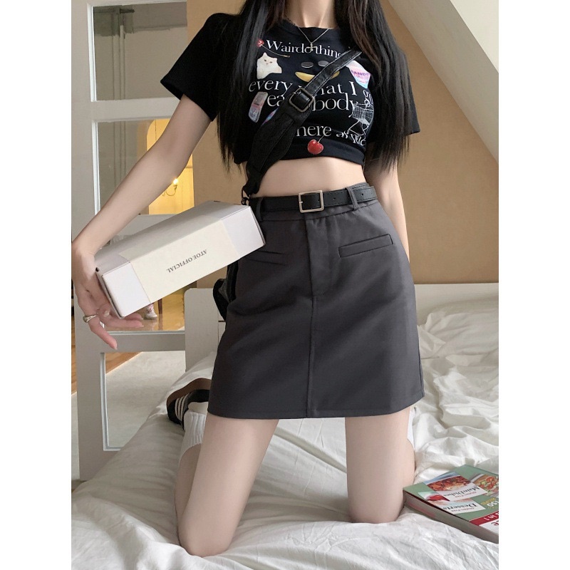 Chân váy a dáng ngắn kèm đai lưng, chân váy phong cách ulzang dáng ngắn có quần lót trong Niga Closet