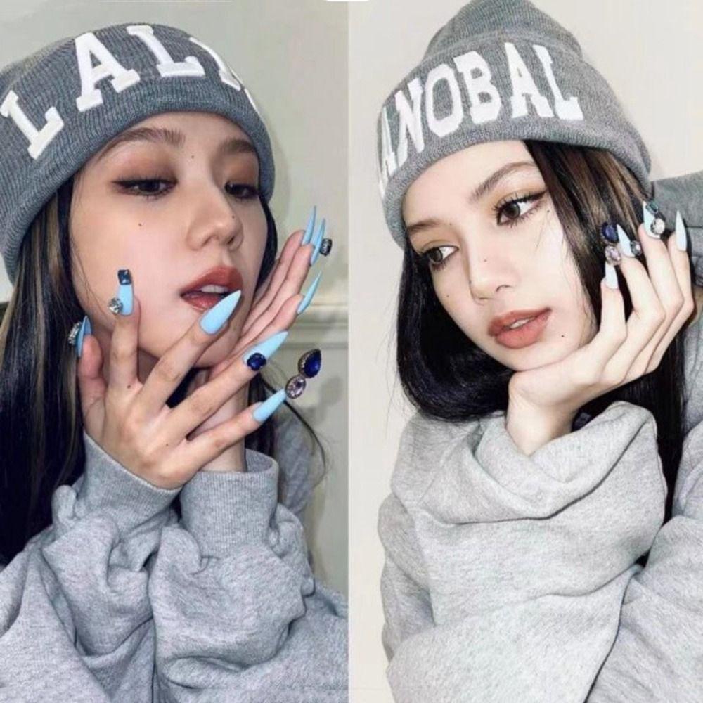 Mũ Len Thêu Chữ elmer1 lalisa beanie Phong Cách Hàn Quốc Cá Tính