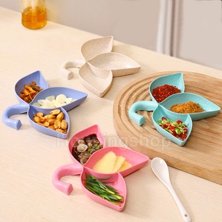 Đĩa Đựng Nước Sốt / Gia Vị Hình Chiếc Lá mini Bằng Lúa Mạch Kèm Tay Cầm Tiện Dụng Cho Nhà Bếp