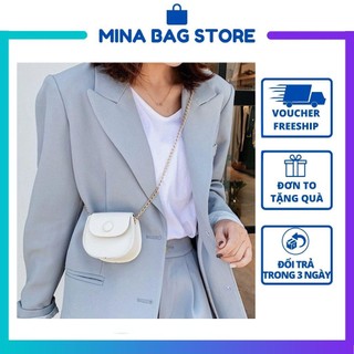 Túi xách nữ đeo chéo cute, túi xách nữ mini da PU phối dây xích thời trang MINA T019