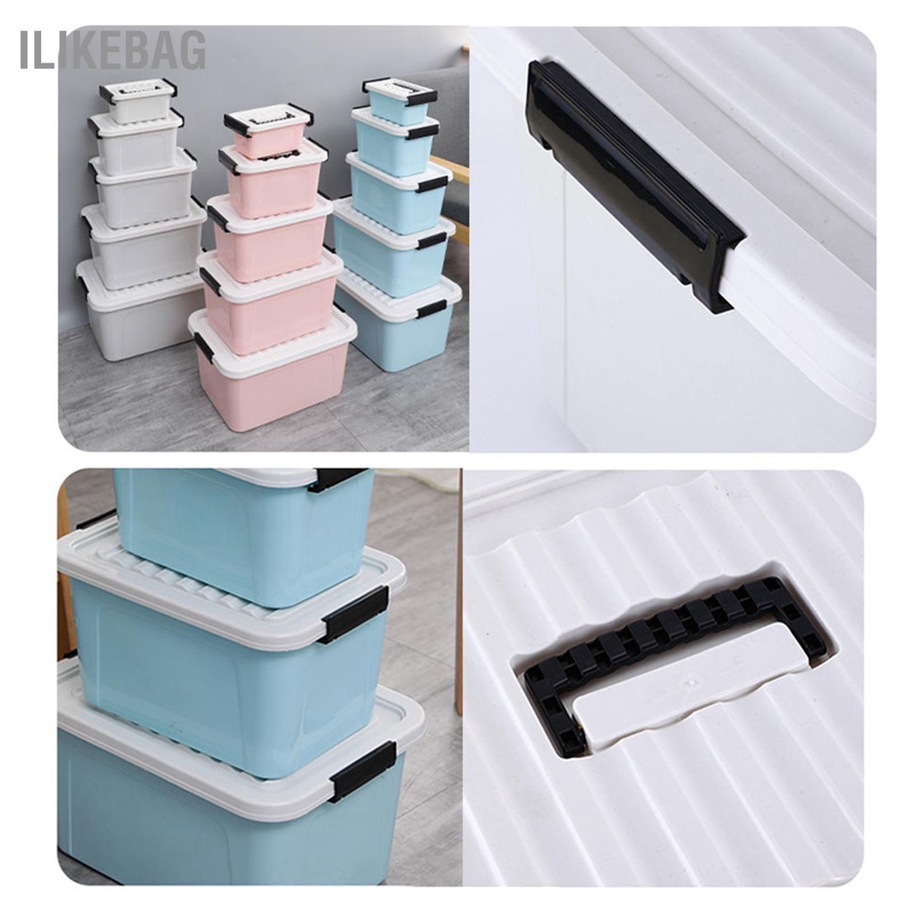 Ilikebag Hộp Lưu Trữ Di Động Có Nắp Nhựa Sắp Xếp Thùng Tại Nhà Đựng Quần Áo Đồ Chơi Màu Xanh