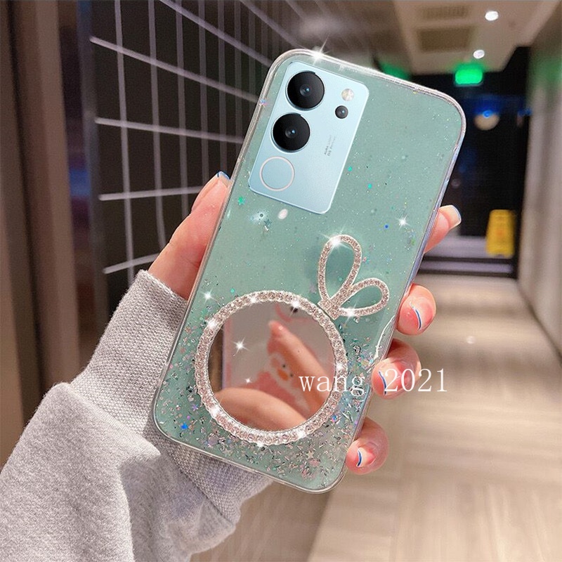 Ốp Điện Thoại Mềm Có Gương Trang Điểm Hình Vương Miện vivo v29 5g vivo v29e v29 pro y27 y78 y36 5g 4g 2023 vivov29 5g