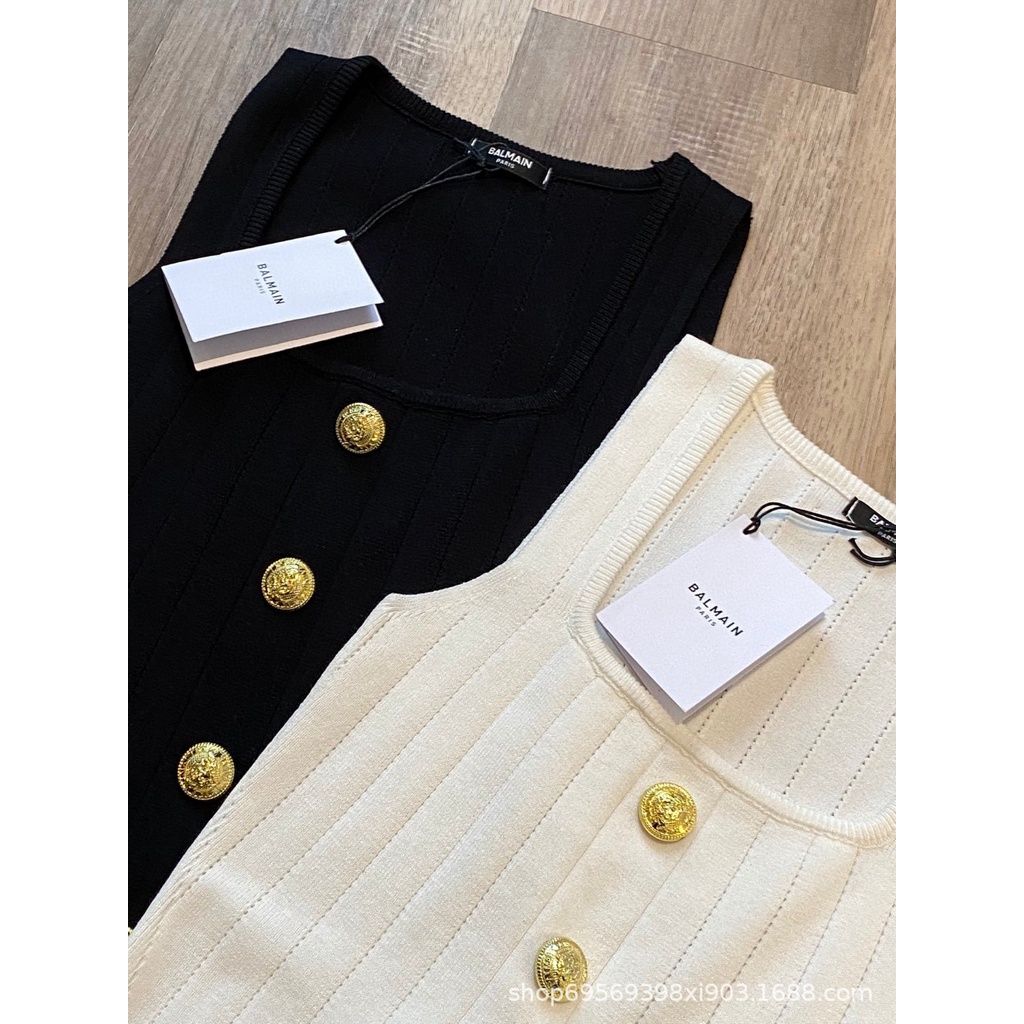 YPL3 BALMAIN Qianjin daily basic U-collar knitted vest for women