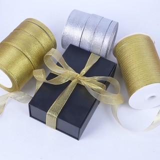 Dây ruy băng vàng / bạc lấp lánh 25 yards dùng gói quà giáng sinh
