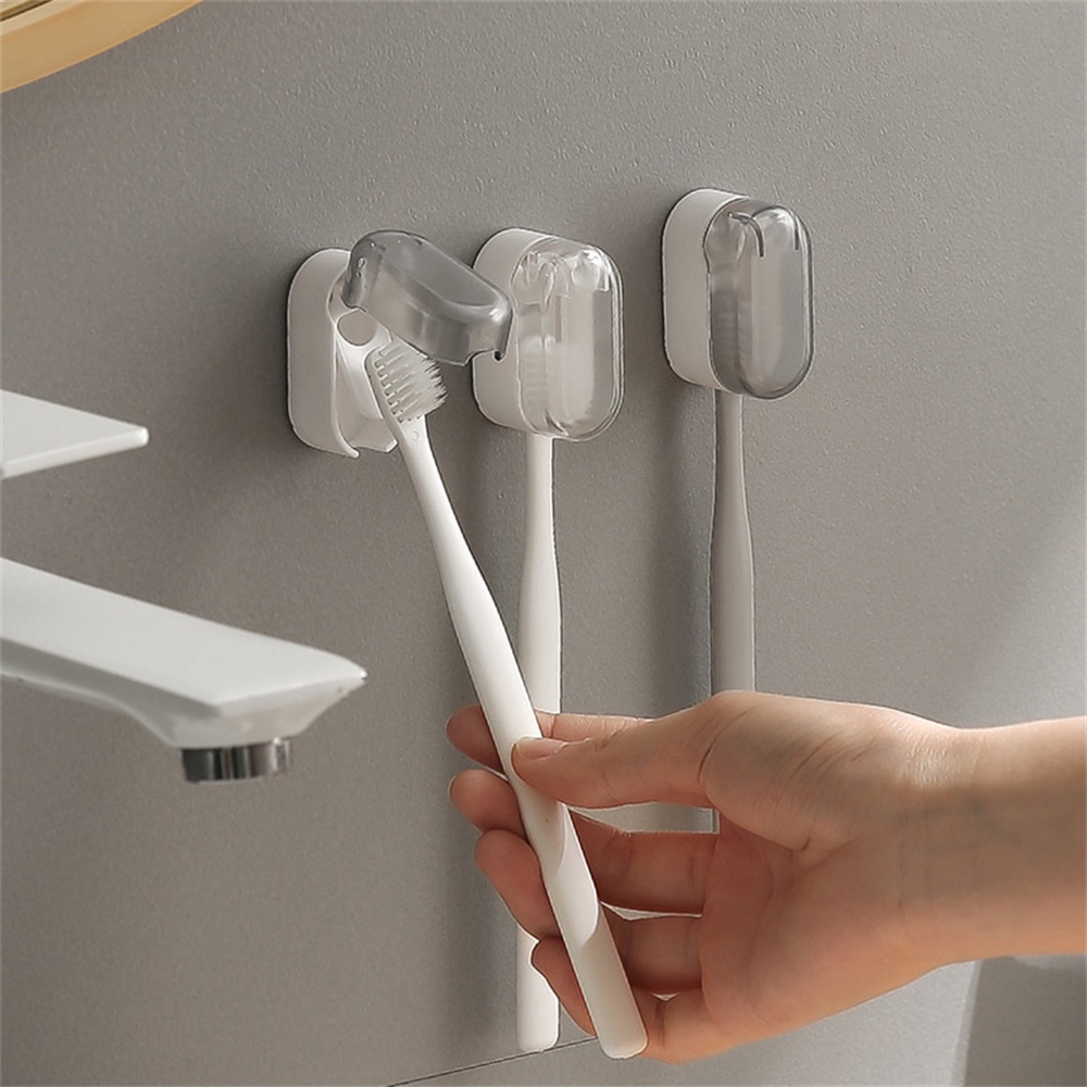 Giá đựng bàn chải đánh răng treo tường Giá đựng bàn chải đánh răng chống bụi Bàn chải đánh răng tự dính Kệ lưu trữ có nắp Dụng cụ sắp xếp phòng tắm WE