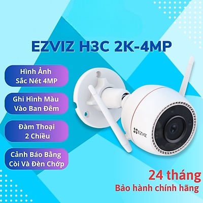 Camera Wifi Ezviz Ngoài Trời AI thông minh, màu ban đêm, H3C 4MP 2K hồng ngoại 30m, tích hợp mic, ph