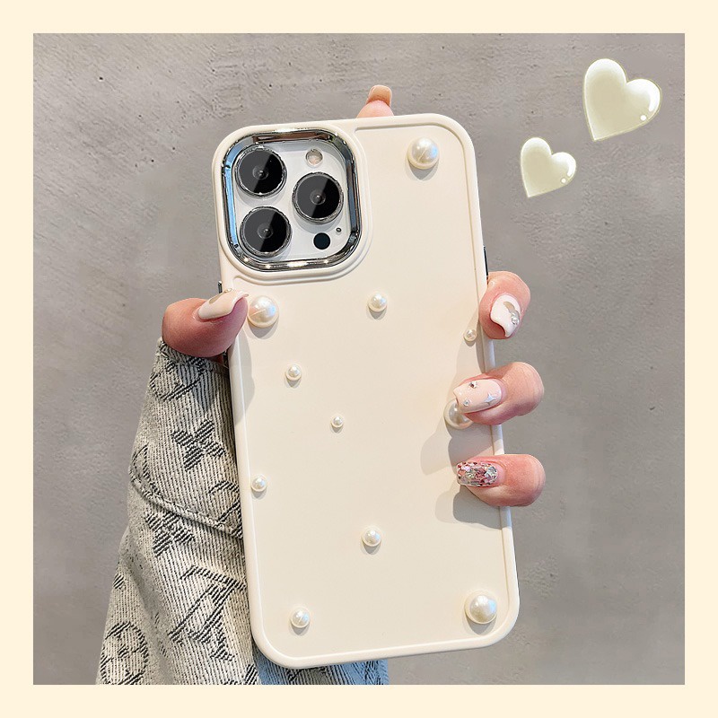 Ốp Điện Thoại In Hình Nơ Phối Ngọc Trai Cho iphone11 / 12 / 13 / 14pro iphone11 / 12promax xr xsmax