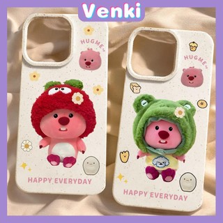 VENKI - Dành cho iPhone 15 Pro max Ốp lưng màu trắng có thể phân hủy thân thiện với môi trường Chống sốc Hoa hải ly màu hồng dễ thương Tương thích với iPhone 14 Pro max 13 Pro max 12 11Pro Max XR XS 7Plus 8Plus