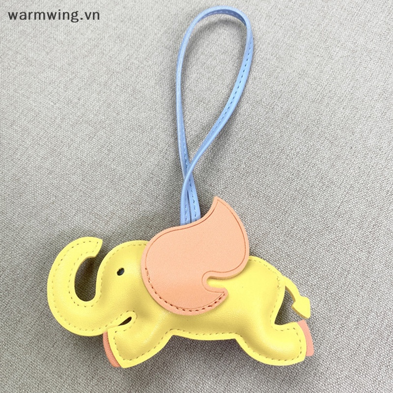 Móc Treo Chìa Khóa Bằng Da pu Hình Chú Voi Có Cánh Ấm Áp Trang Trí Túi Xách Nữ vn