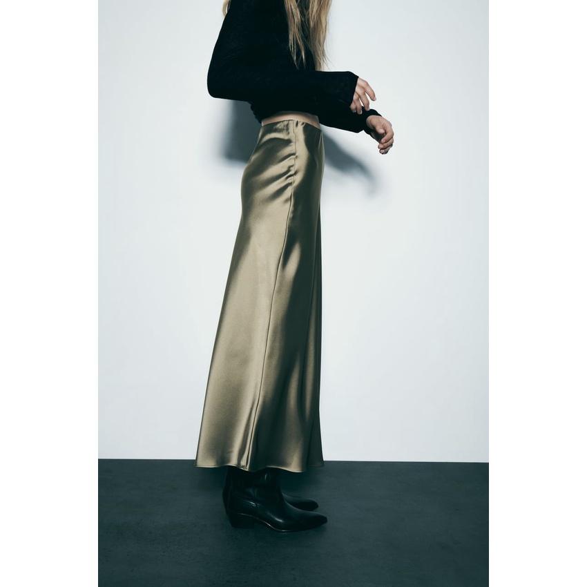 Zara Chân Váy Lụa Lưng Cao Thời Trang Mùa Thu Xinh Xắn 8632845