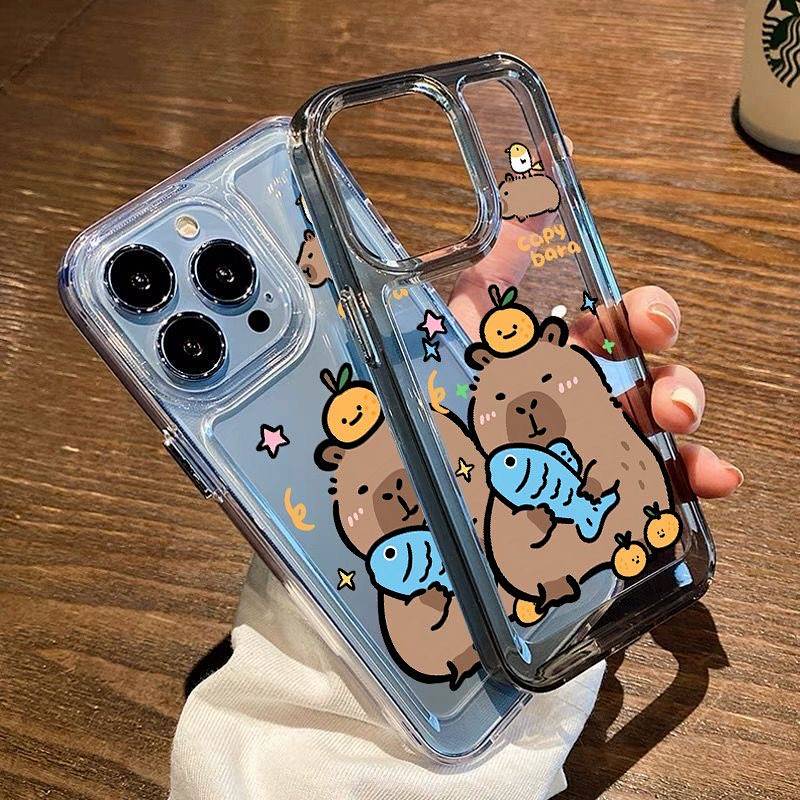 Creative Funny Capybara Apple 14promax Phone Case Iphone15pro Transparent 13 Color Value 12/11 Niche 9KyN