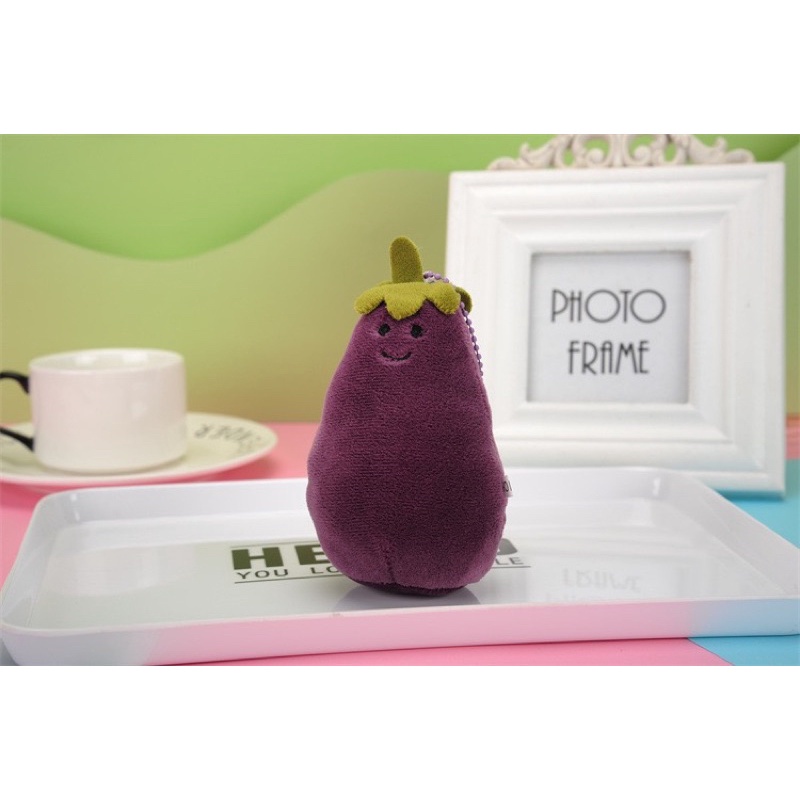 Gấu bông quả cà tím, móc khoá quả cà tím