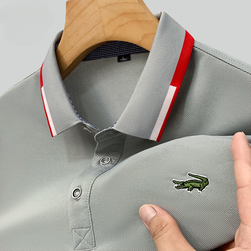 Áo Thun polo Tay Ngắn Màu Trơn Phong Cách hong kong Trẻ Trung Cho Nam
