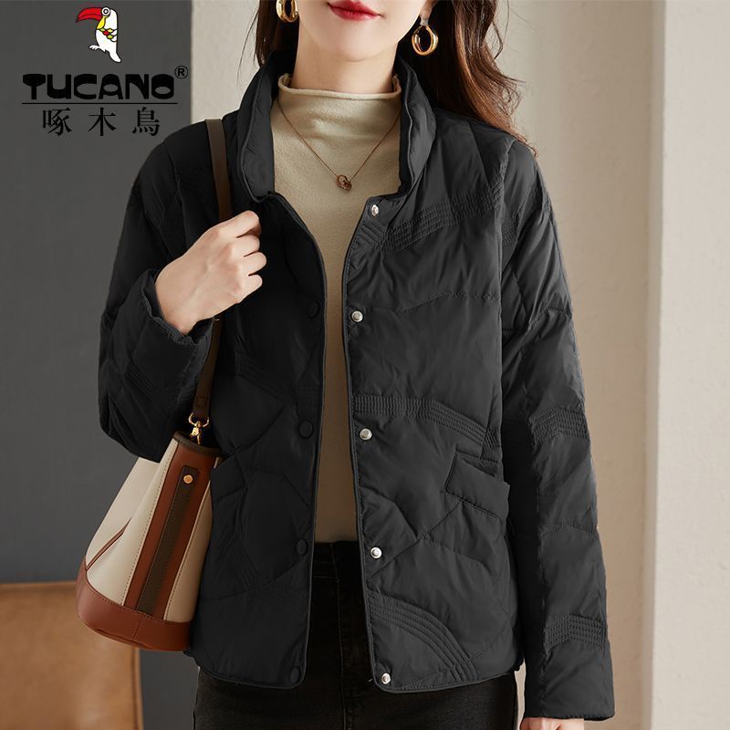 Áo Khoác Phao Cổ Đứng Siêu Nhẹ Giữ Ấm Mùa Đông Cho Phụ Nữ Trung Niên